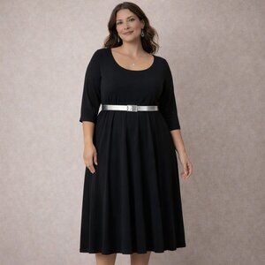 MarlaWynne Classic Black Midi Dress